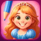 Princess with Coloring Book iOS Icon