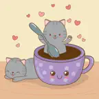 Cats and Coffee Lovers Sticker iOS Icon