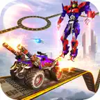 Flying Superhero Robot Fighting Icon