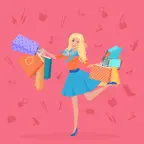 Girlish Women Shopping iOS Icon