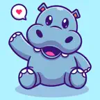 Cute Hippo Stickers iOS Icon