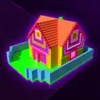 Glow House Voxel - Neon Draw iOS Icon