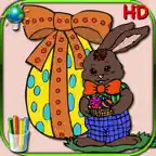 Easter coloring book for children - Coloring pages with eggs, rabbits, chickens and chicks iOS Icon