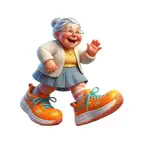 Old Lady Running Shoe Stickers Icon
