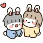 Bunny couple and orange iOS Icon
