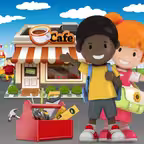 Make It Kids Winter Job - Build, design and decorate a coffee shop business and sell snacks as little entrepreneurs iOS Icon