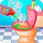 Bathroom Cleaning - Pick up trash and help wash Icon
