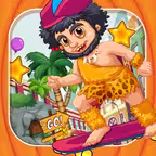Caveman Skater Go - Jump and collect coin to win iOS Icon