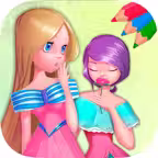 Princess coloring book pages – games for kids iOS Icon